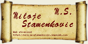 Miloje Stamenković vizit kartica